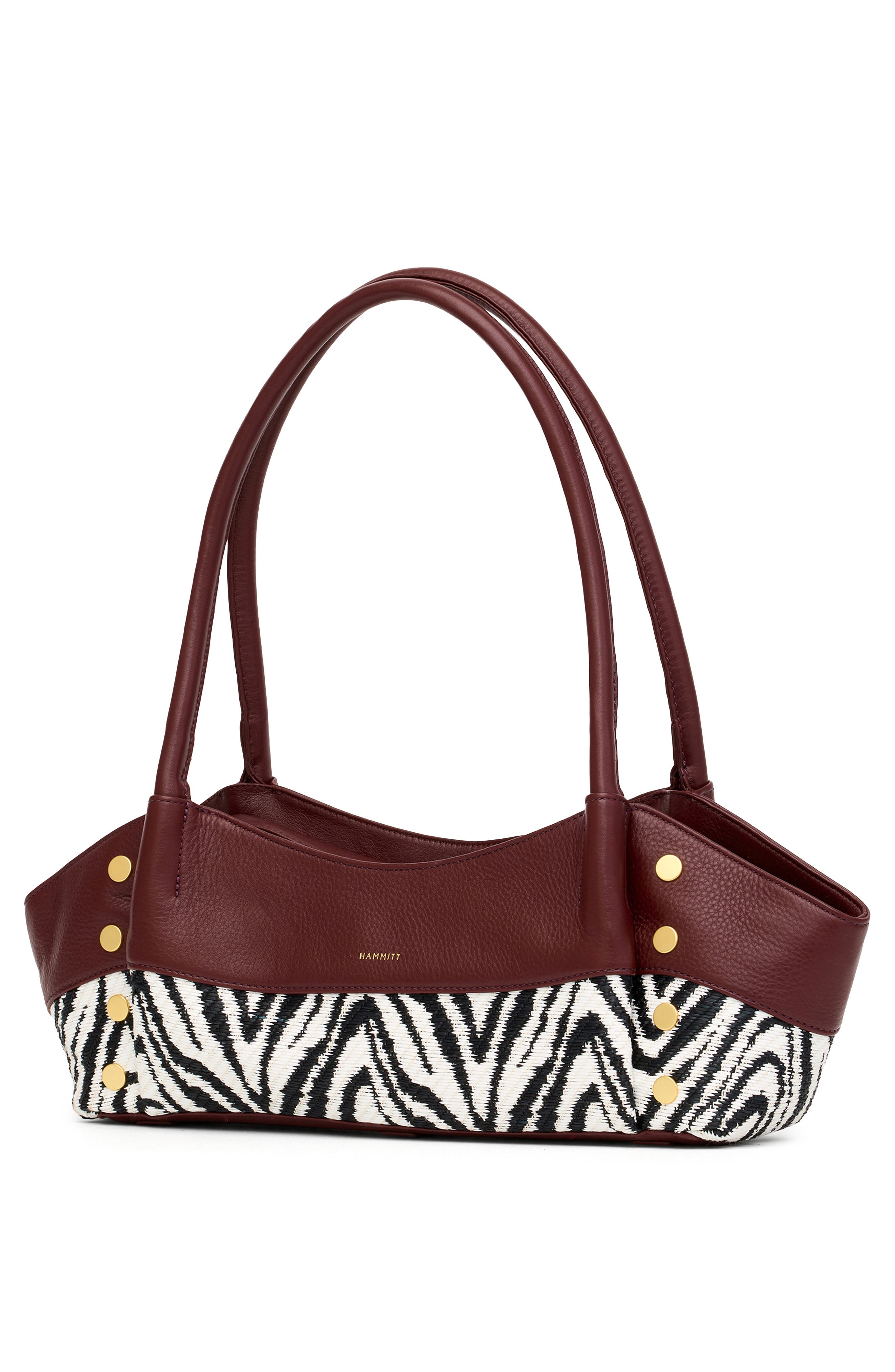 HAMMITT Paul Leather & Raffia Shoulder Bag, Alternate, color, Zebra/ Brushed Gold
