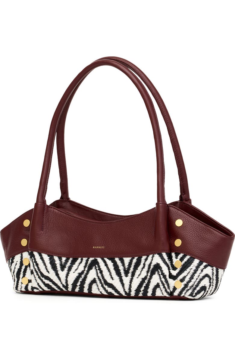 HAMMITT Paul Leather & Raffia Shoulder Bag, Alternate, color, Zebra/ Brushed Gold