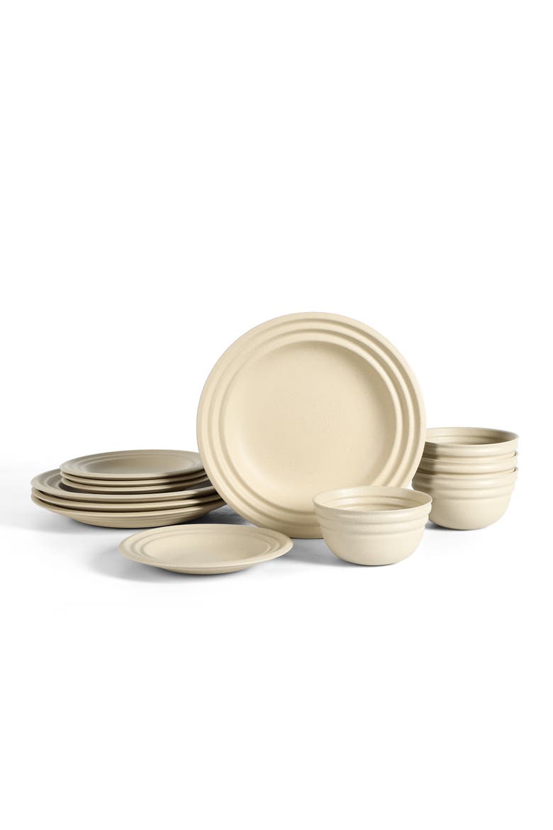Zen Stoneware 12-Piece Dinnerware Set, Main, color, Beige
