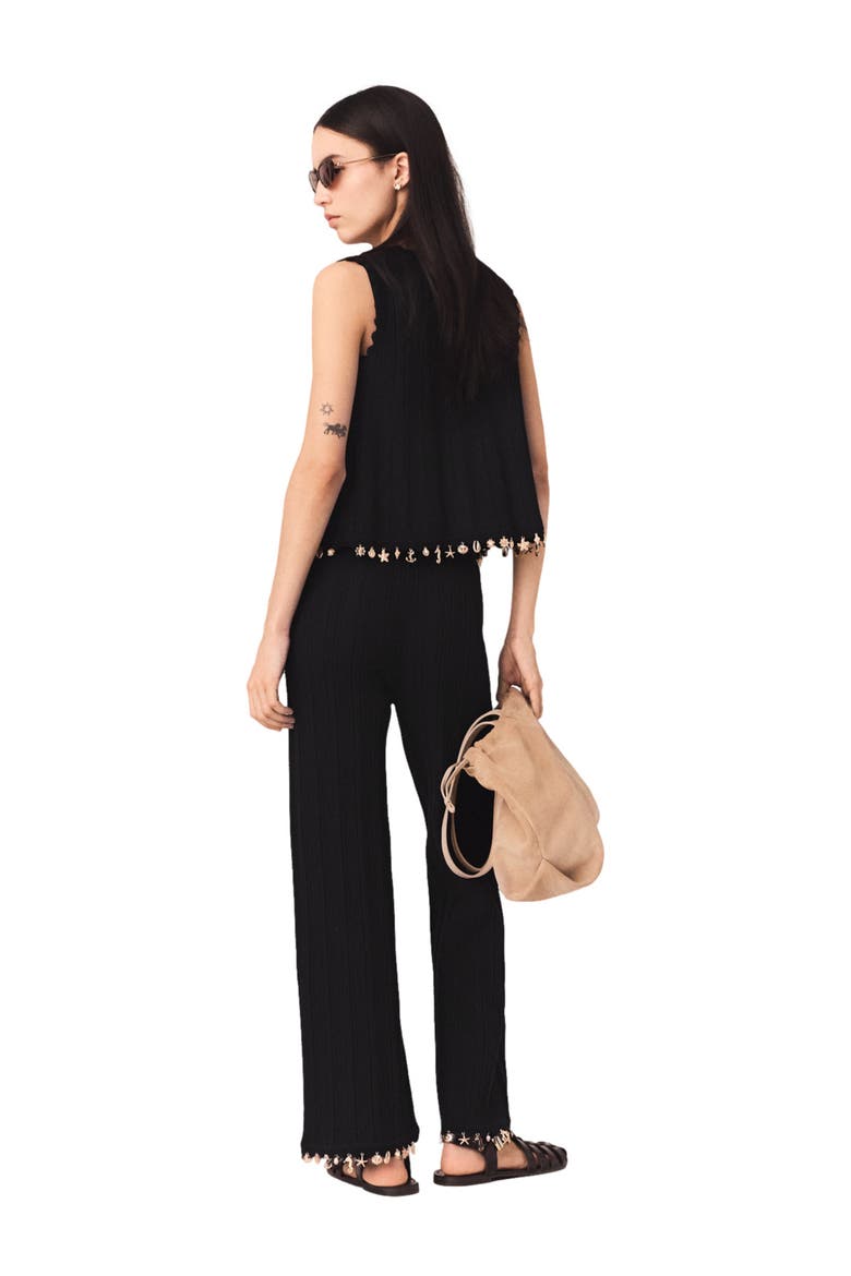 Jewelled knit trousers, Alternate, color, Black