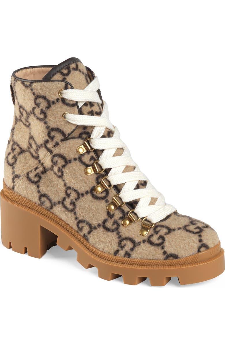 Gucci Trip GG Monogram Wool Combat Boot, Alternate, color,