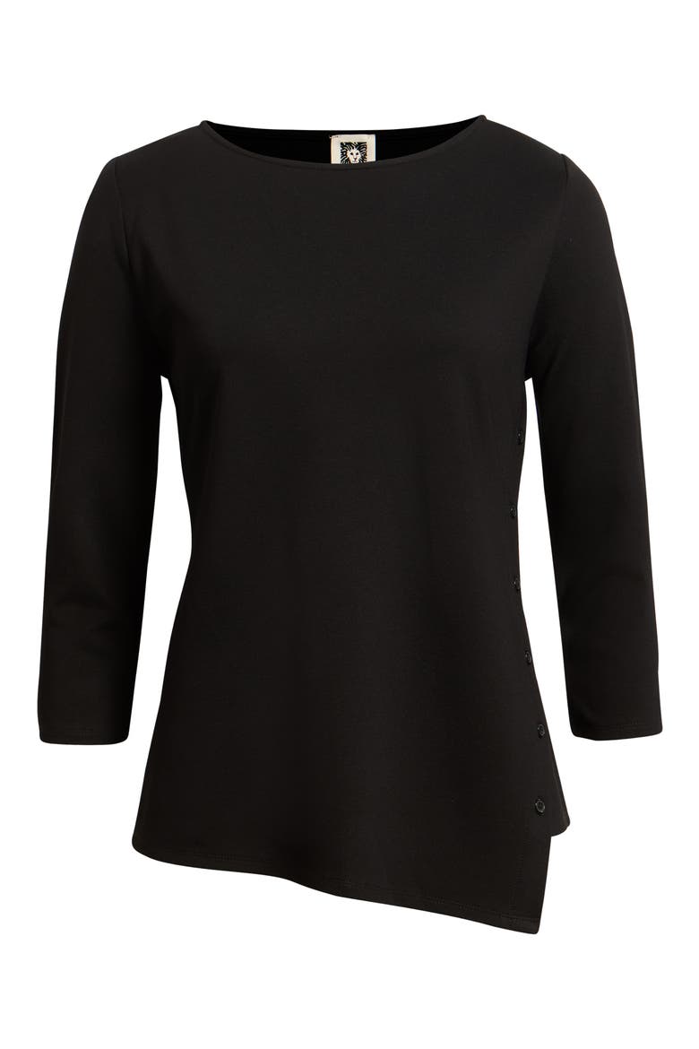 Asymmetric Button Hem Top, Alternate, color, ANNE BLACK