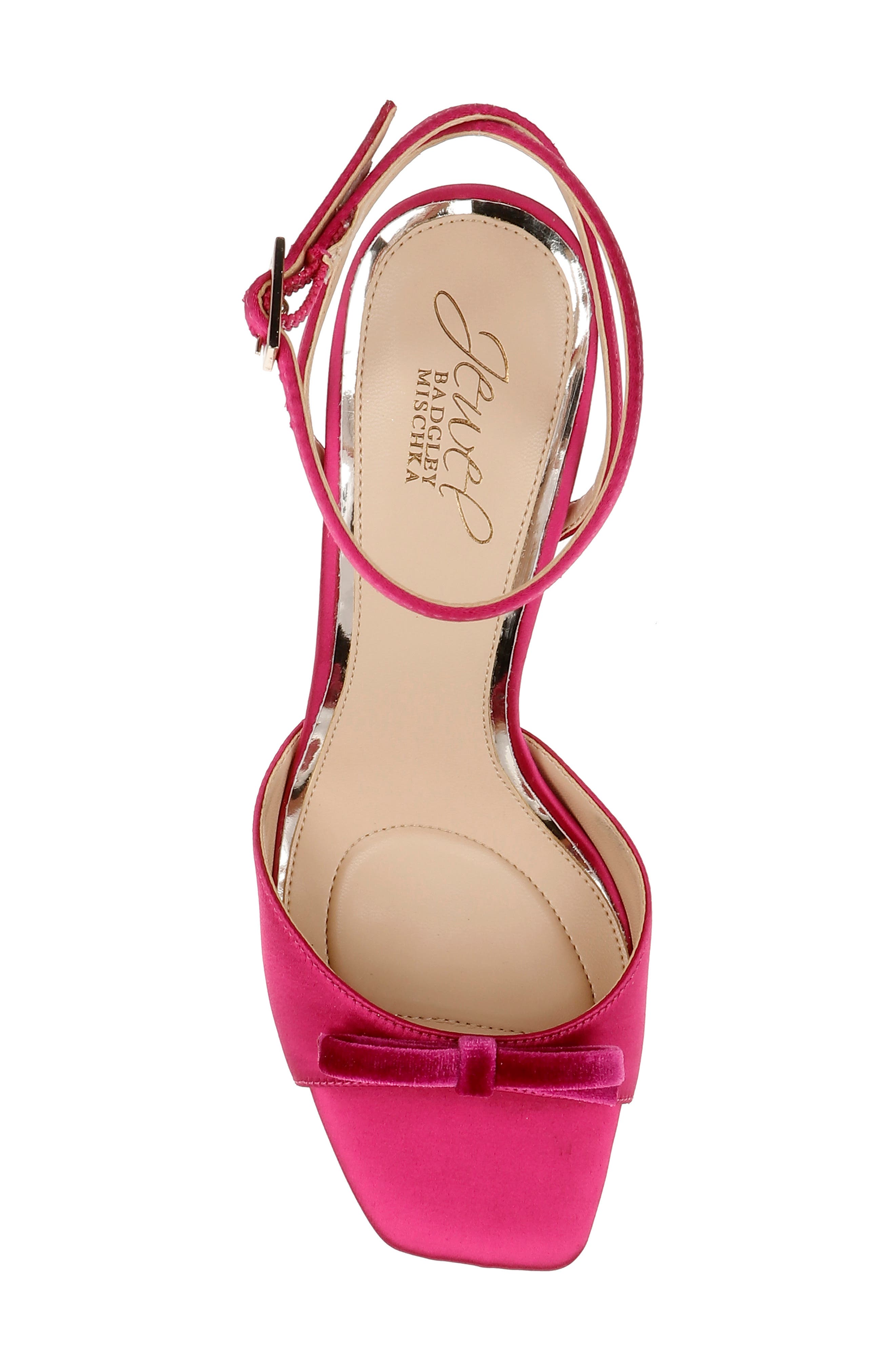 Jewel Badgley Mischka Elisha Ankle Strap Sandal, Alternate, color, Pink Satin