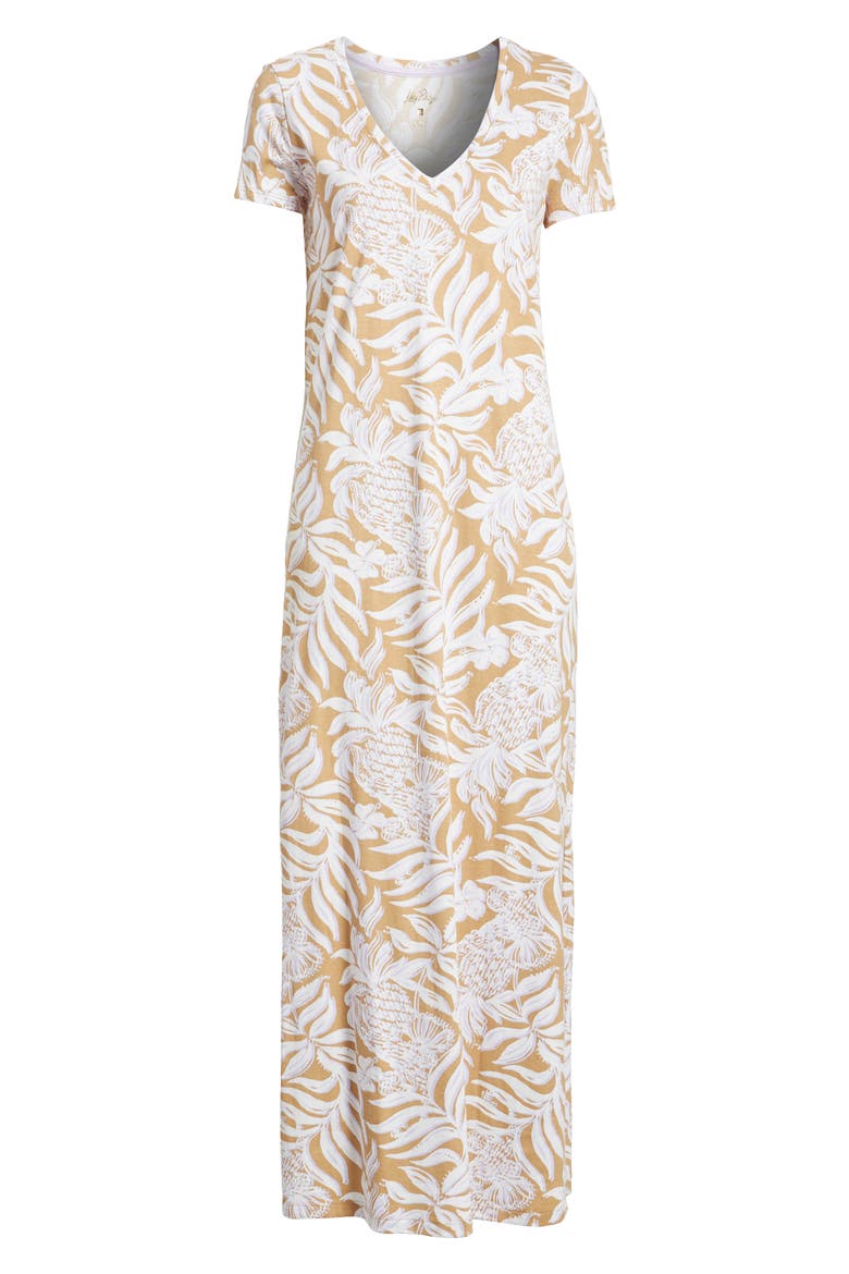 Etta Print Maxi Dress, Alternate, color, RATTAN