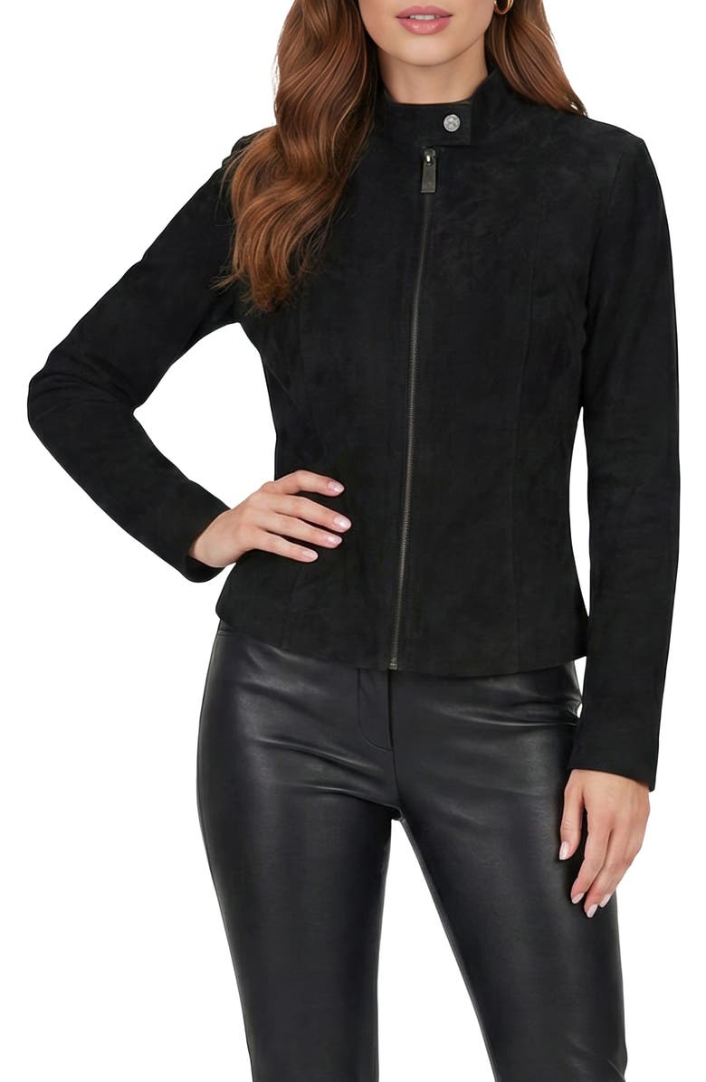 GORSKI Genuine Metis Suede Zip Jacket, Alternate, color, Black