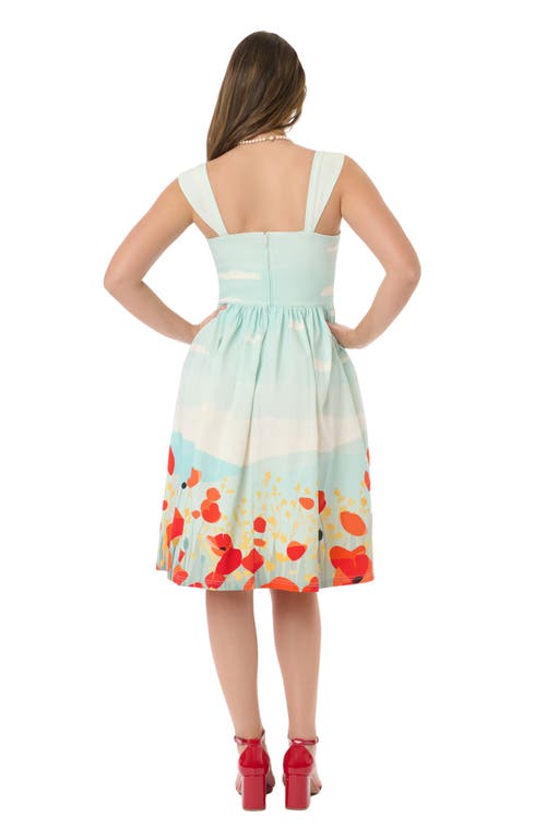 Unique Vintage 1950s Sweetheart Sleeveless Swing Dress In Multi