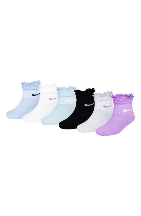 Kids' Dri-FIT 6-Pack Ruffle Ankle Socks (Little Kid)