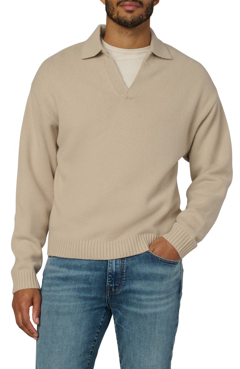 Joe's Relaxed Johnny Collar Wool Sweater, Main, color, Simply Taupe