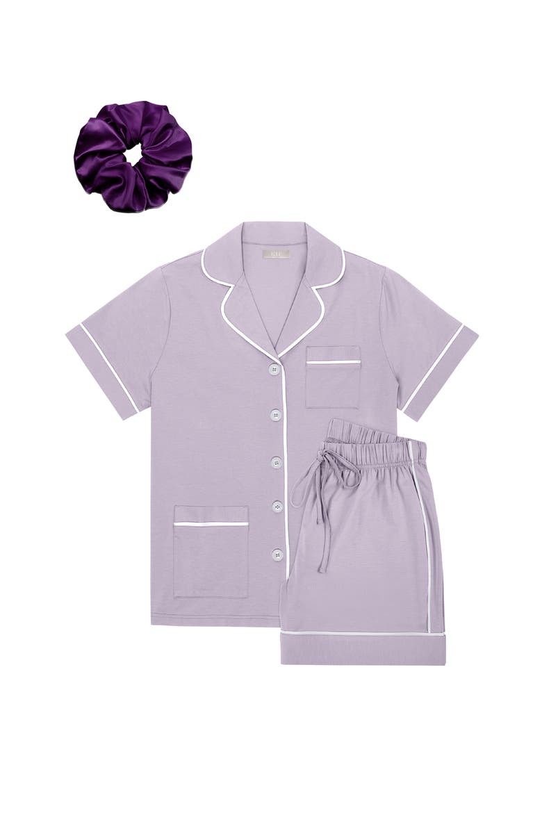 Luxe Stretch Cotton Short Pajama Gift Set, Main, color, Lavender