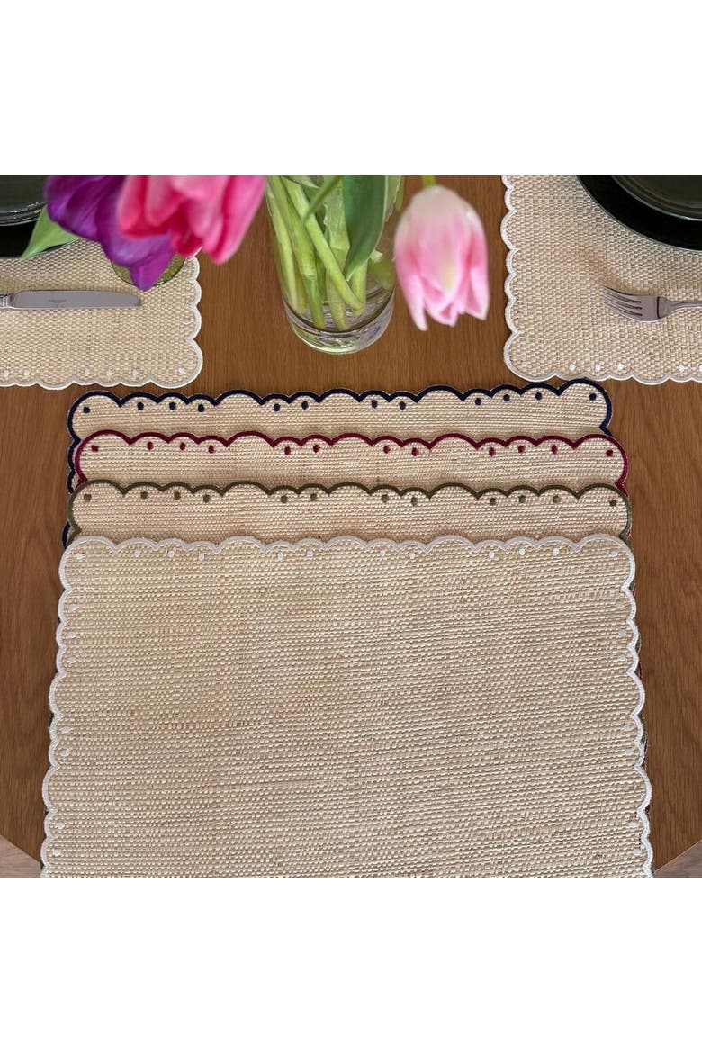 Square Polka Dot Buriti Placemat, Alternate, color, Wine