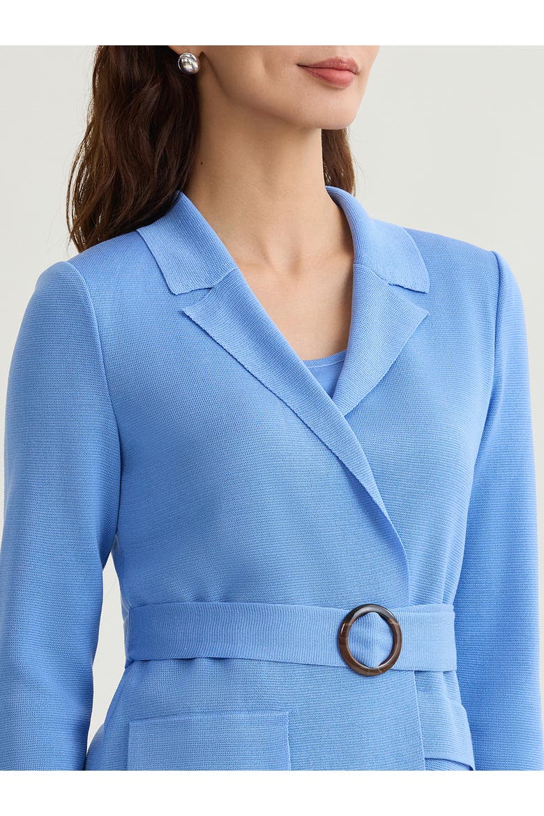 Belted Tonal Flat Knit Jacket, Alternate, color, Tranquil Blue