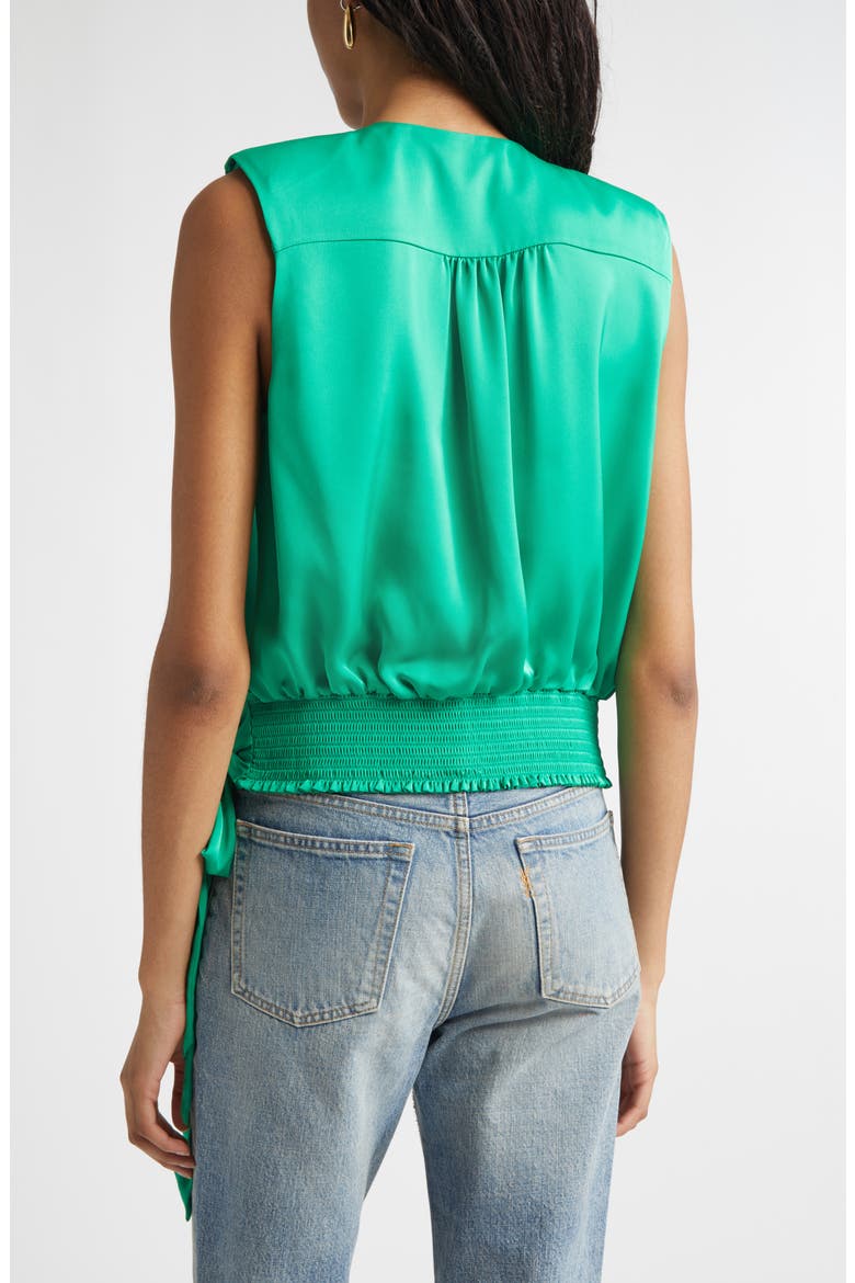 Salina Sleeveless Satin Wrap Top, Alternate, color, BRIGHT PALM