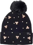 Nanette Lepore Mixed Metallic Faux Fur Pom Beanie