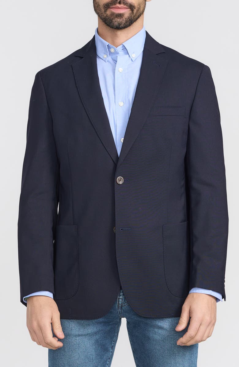 FLYNT Journey Navy Solid Wool Sport Coat, Main, color, Navy