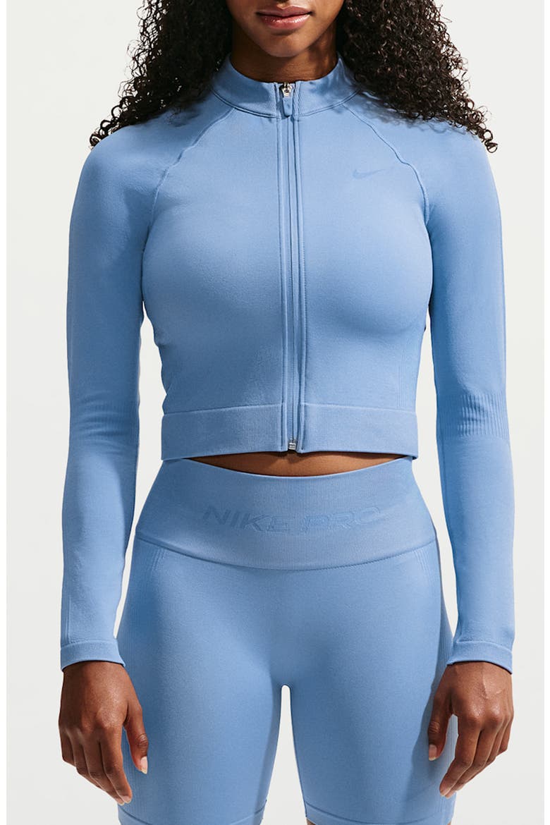 Pro Seamless Mock Neck Full Zip Top, Main, color, WORK BLUE