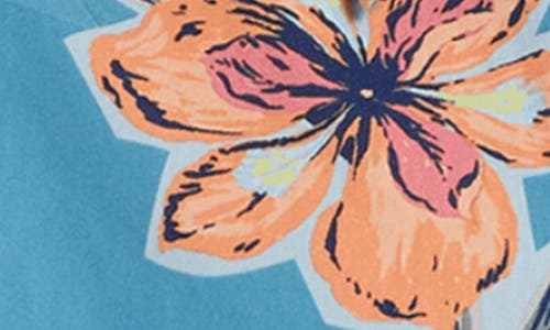 Quiksilver Apero Floral Short Sleeve Stretch Cotton Button-up Shirt In Blue