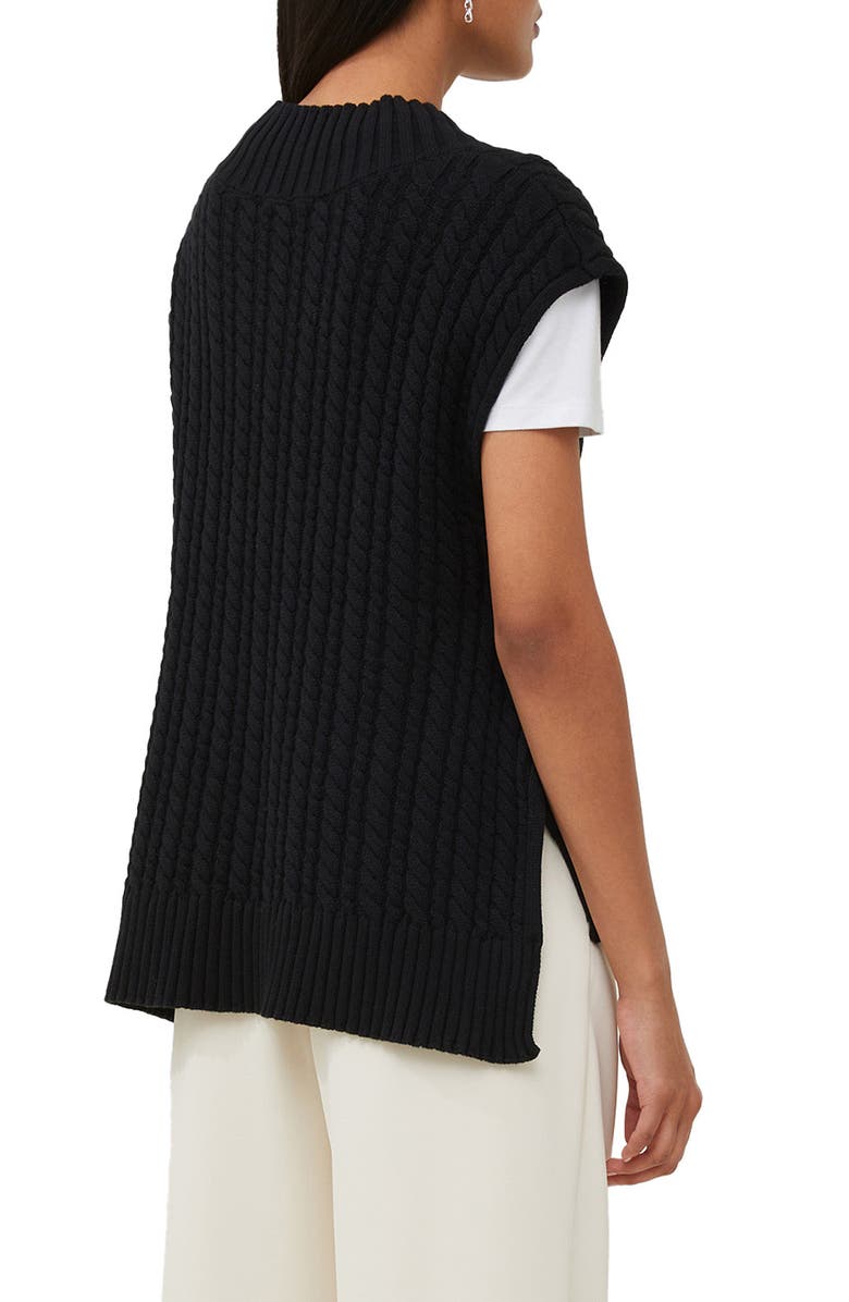 French Connection Mozart Cable Stitch Cap Sleeve V-Neck Sweater, Alternate, color, 