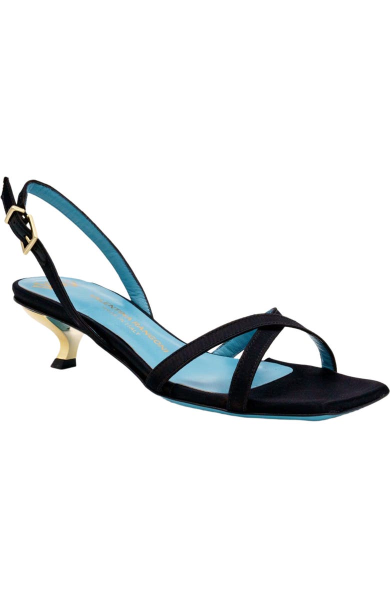 Valentina Rangoni Vulcano Halter Satin Sandal, Main, color, Black Rosso