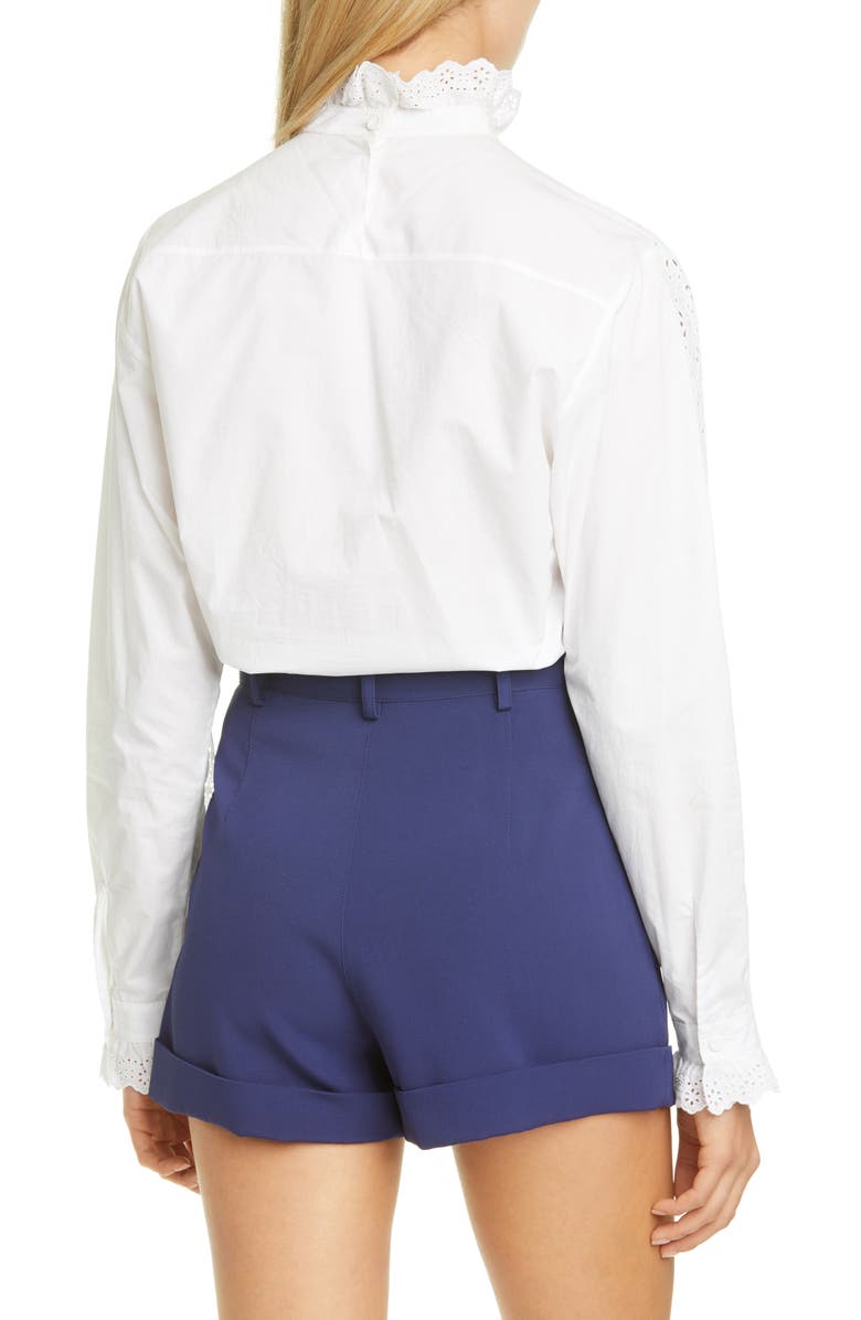 Philosophy Di Lorenzo Serafini Eyelet Ruffle Cotton Poplin Blouse, Alternate, color, 