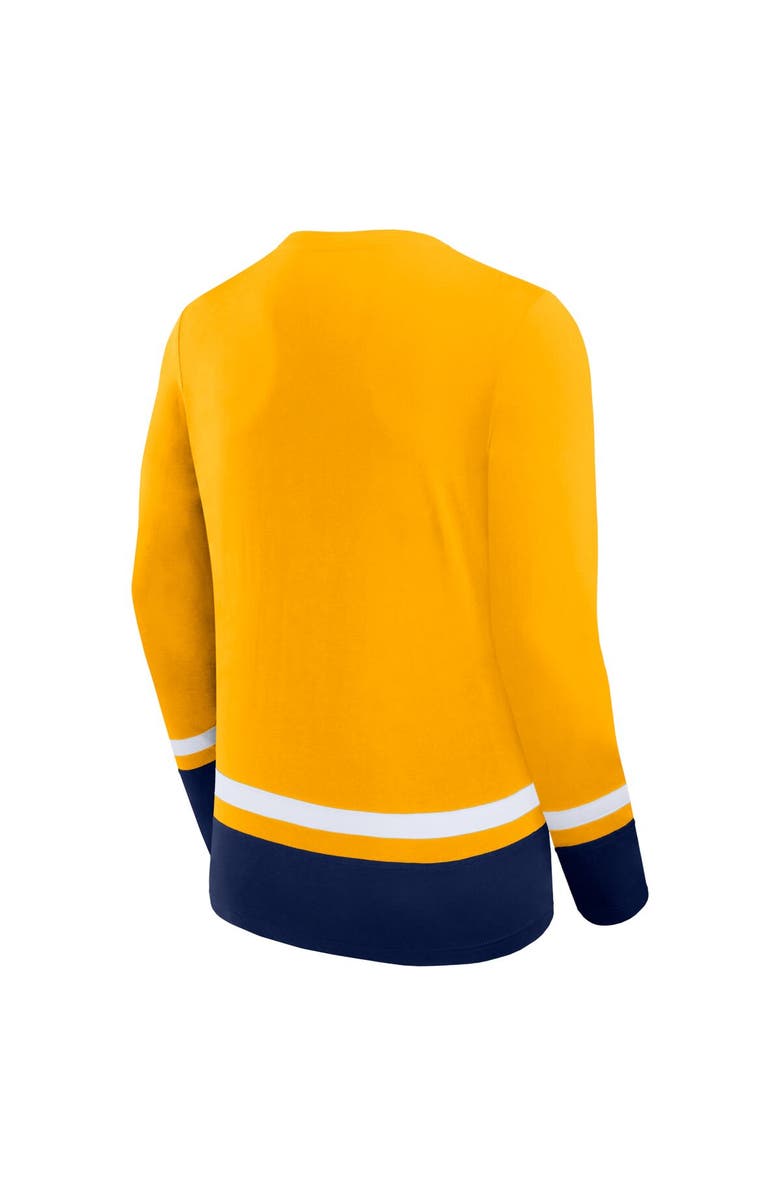 FANATICS Men's Fanatics Branded Gold Nashville Predators Back Pass Lace-Up Long Sleeve T-Shirt, Alternate, color, 