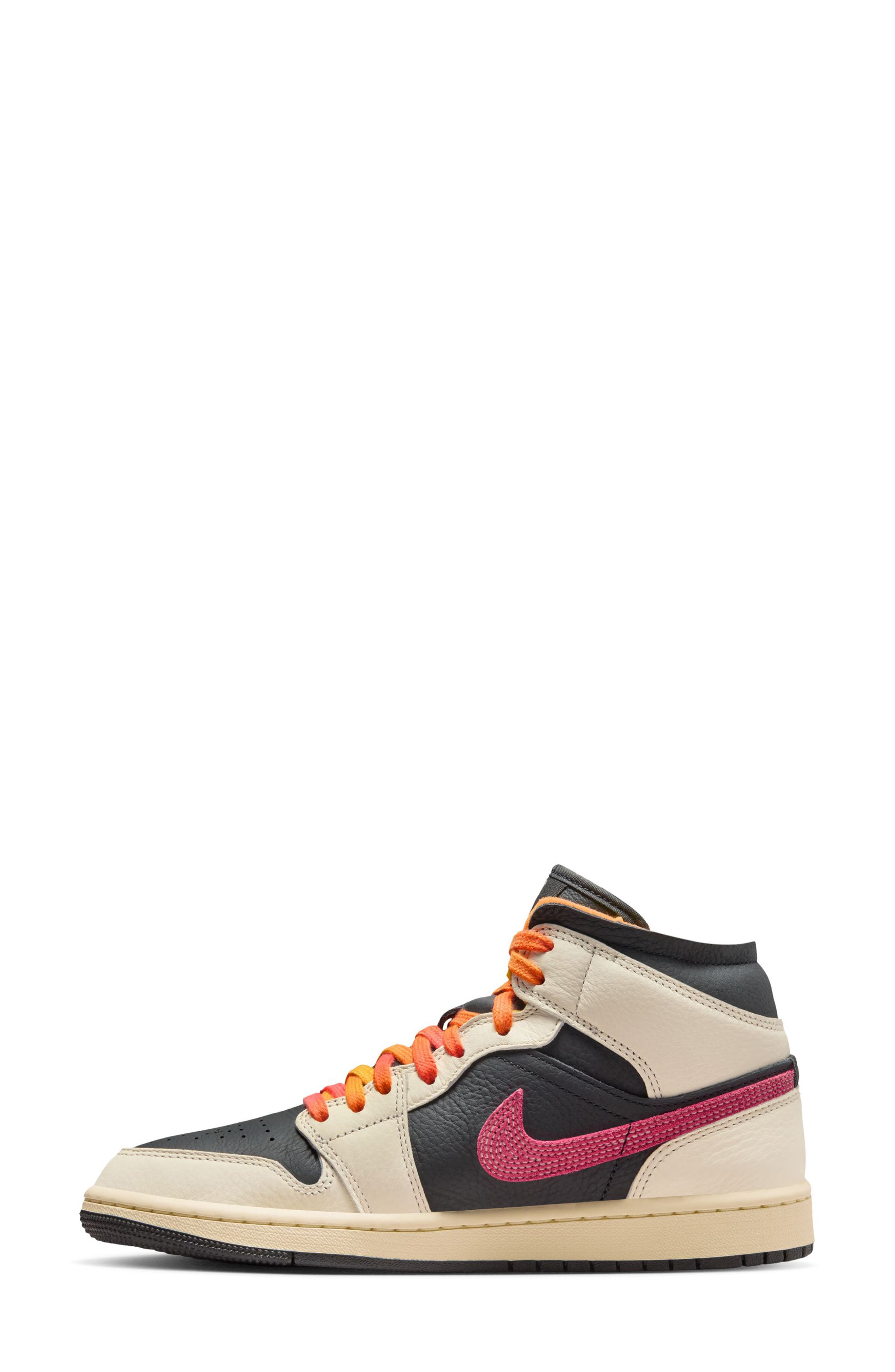 Jordan Air Jordan 1 Mid SE Basketball Sneaker, Alternate, color, Pale Ivory/ Racer Pink/ Black