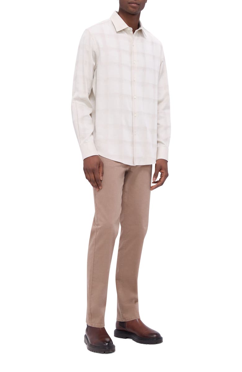 Bugatchi Julian Shaped Fit Plaid Button-Up Shirt, Alternate, color, Desert