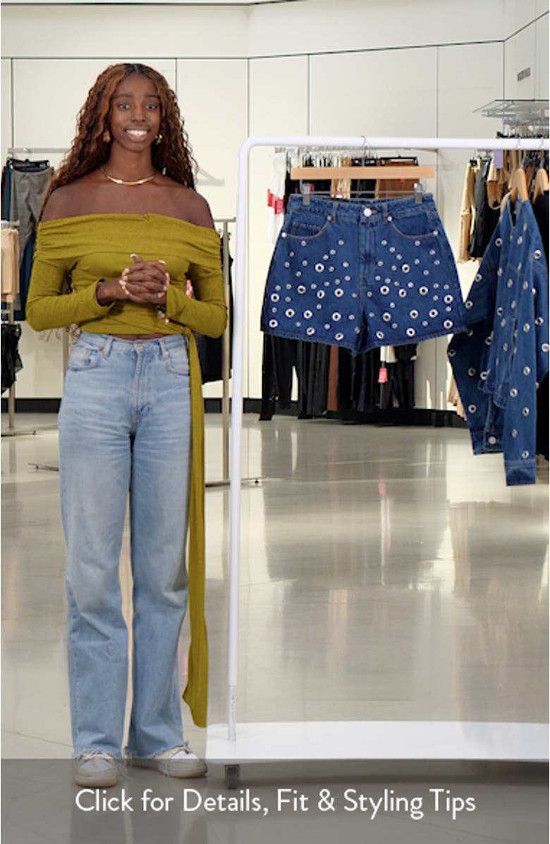 Grommet High Waist Denim Shorts, sales video thumbnail