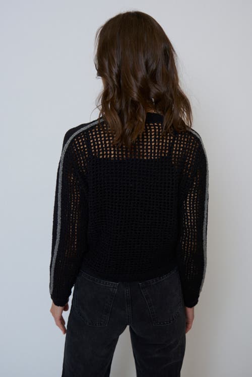 Central Park West Carla Mesh Stitch Cardigan In Black