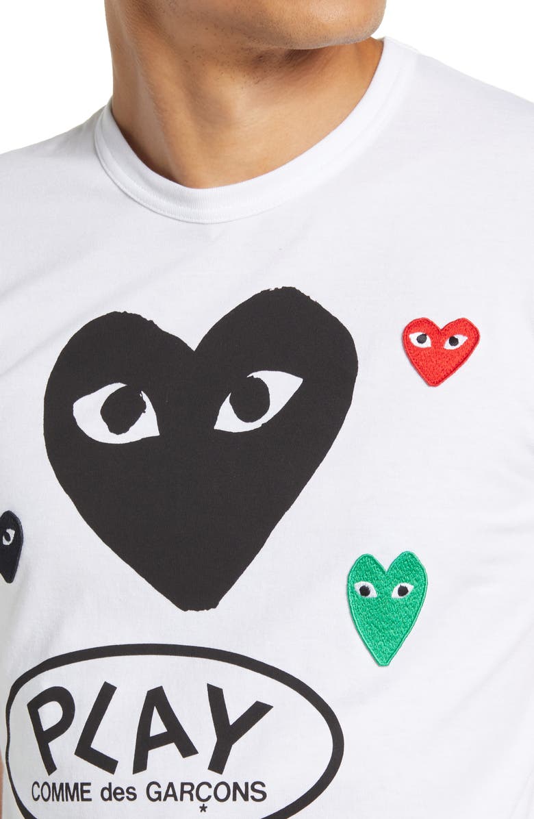 Comme des Garçons PLAY Multi Heart Cotton Graphic Tee, Alternate, color, 
