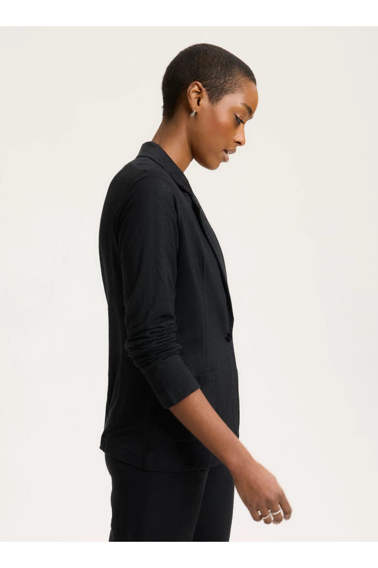 Stretch Linen One Button Blazer, Alternate, color, NOIR