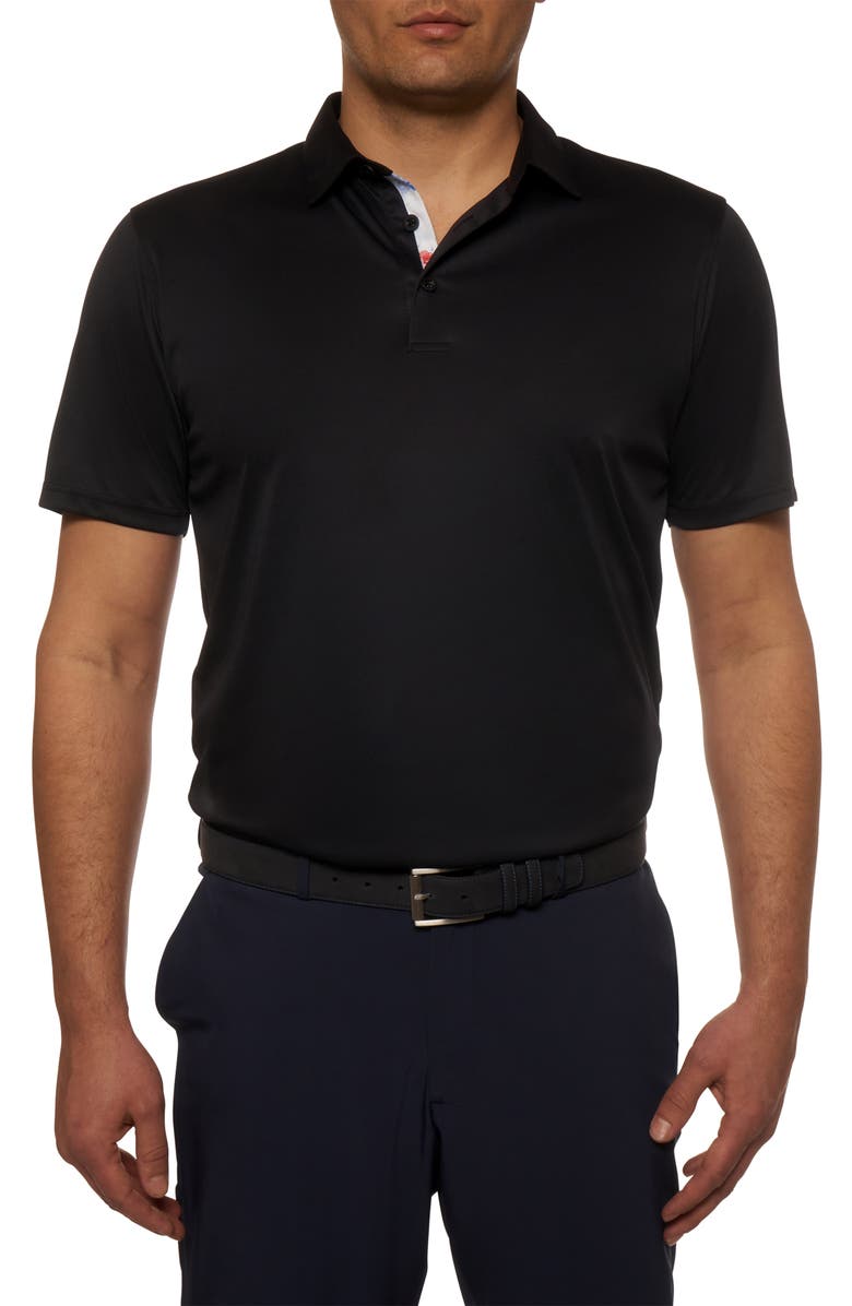 Robert Graham Axelsen Short Sleeve Polo, Main, color, Black