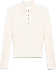 MANGO Rib Long Sleeve Polo Sweater