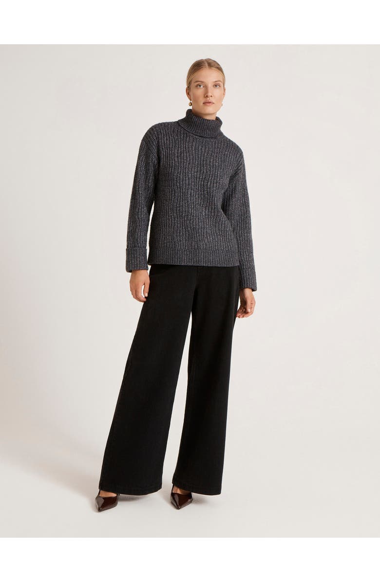 Finery London Albie Roll Neck Knitted Sweater, Alternate, color, Charcoal