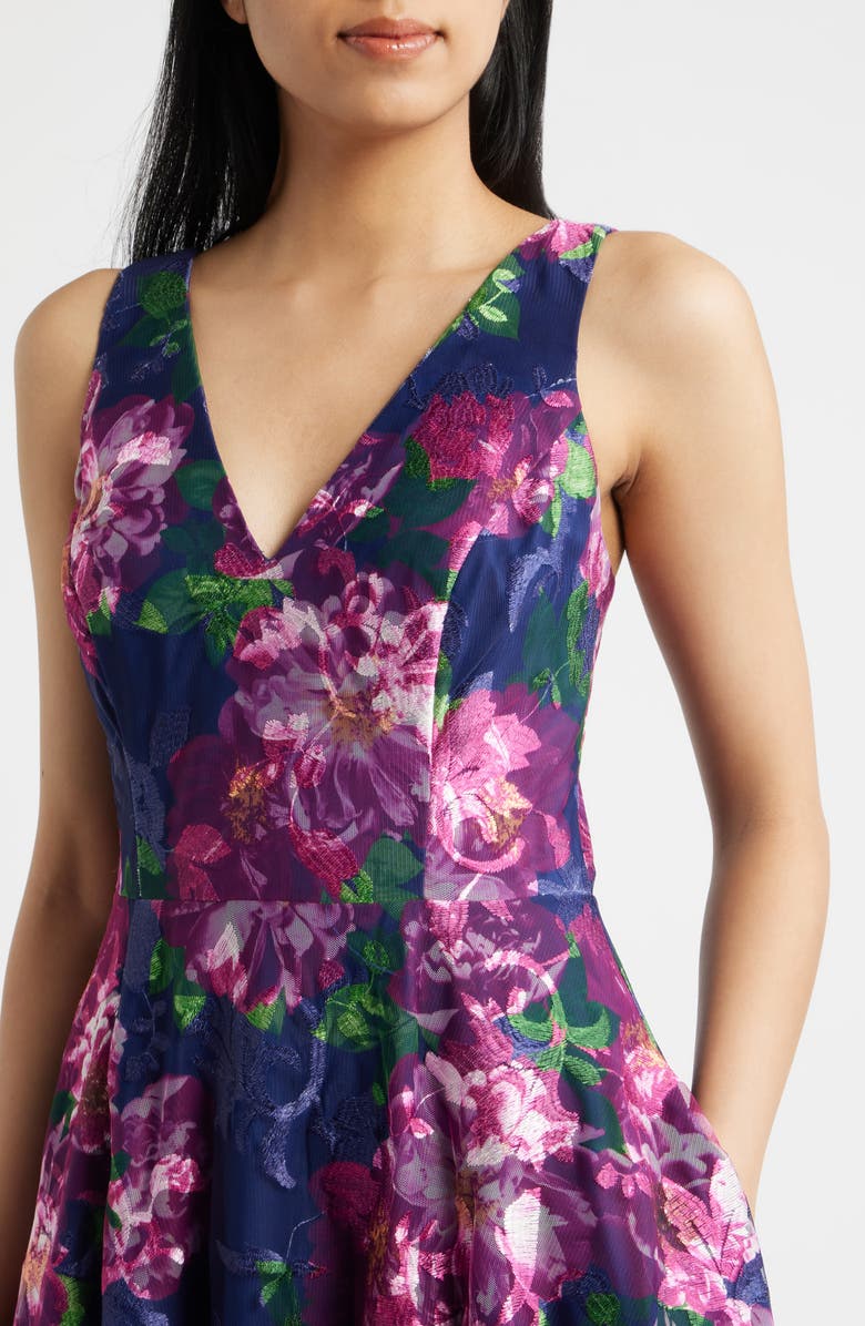 Eliza J Floral Print Sleeveless Fit & Flare Cocktail Dress, Alternate, color, 