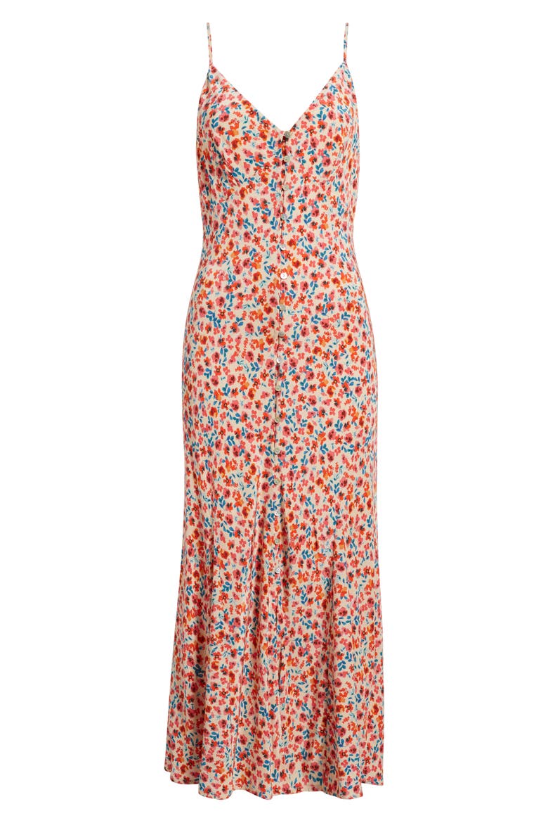 Florian Floral Midi Dress, Alternate, color, RED POSY