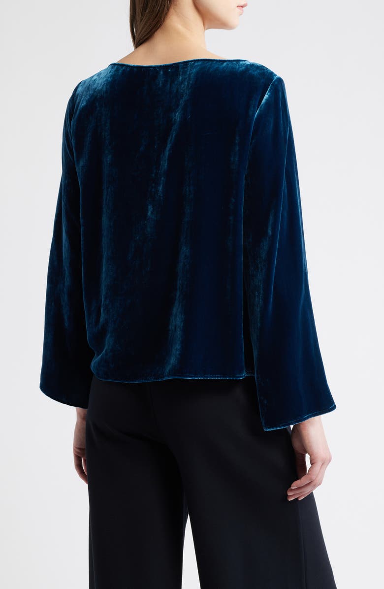 Eileen Fisher Ballet Neck Flare Sleeve Velvet Top, Alternate, color, Atlantis