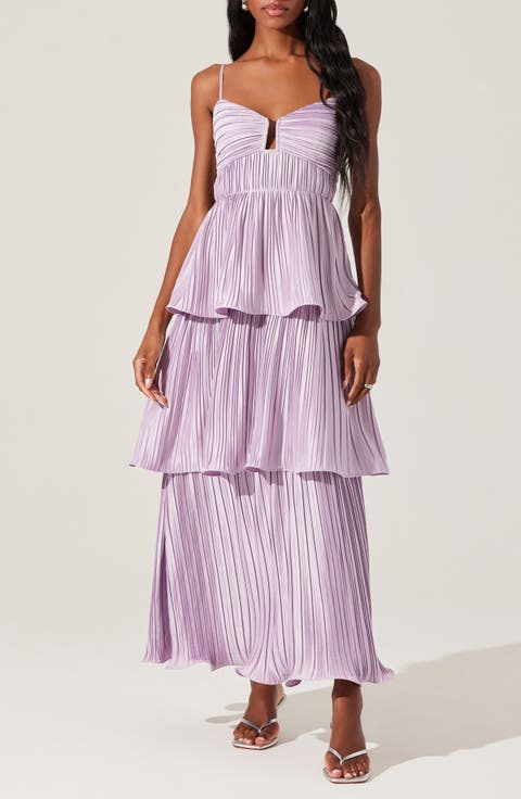 Lupin Plissé Sleeveles Tiered Maxi Dress