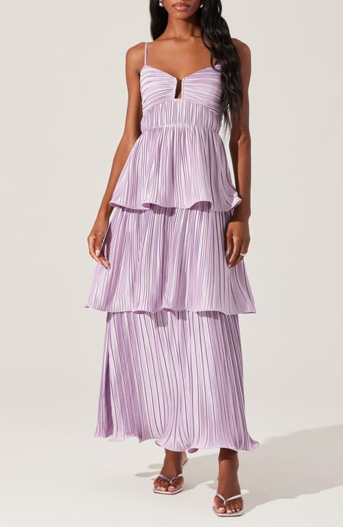 ASTR ASTR THE LABEL LUPIN PLISSÉ SLEEVELES TIERED MAXI DRESS