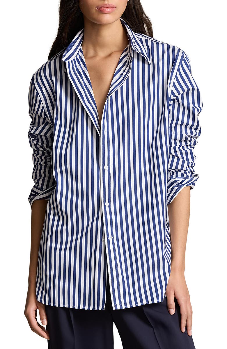 Polo Ralph Lauren Oversize Stripe Button-Down Tunic, Main, color,