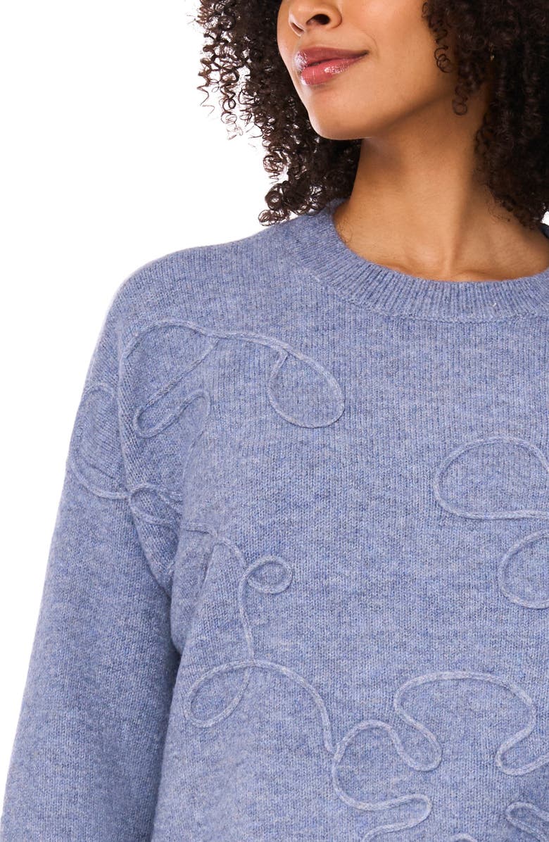 Parker Floral Embellished Sweater, Alternate, color, Denim Heather