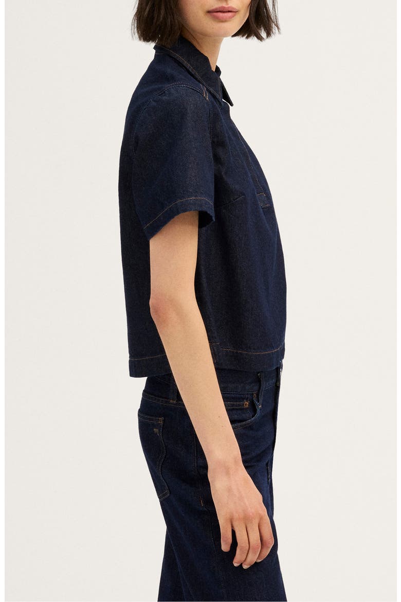 Boxy Denim Polo, Alternate, color, RINSE WASH