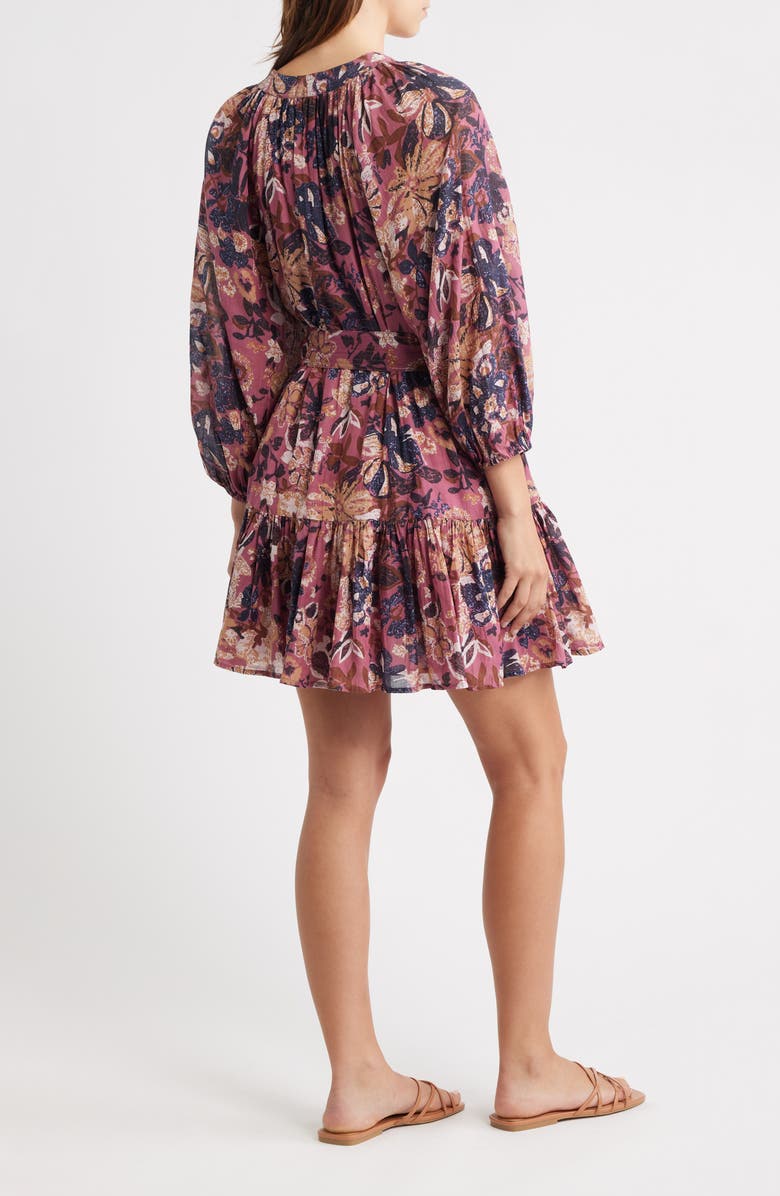 Cleobella Elvia Tie Waist Long Sleeve Minidress, Alternate, color, Bergamot Print