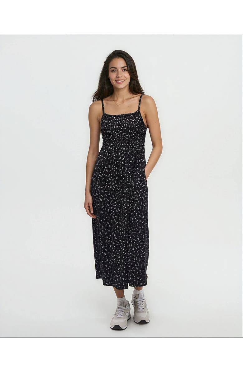 tentree Driftwood Dress, Main, color, Meteorite Black/Ditsy