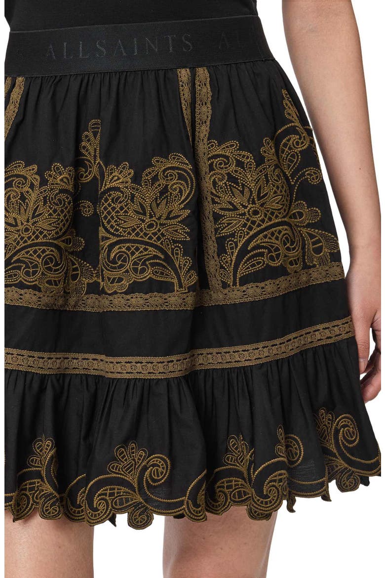 Katya Embroidered Cotton Miniskirt, Alternate, color, BLACK/ KHAKI