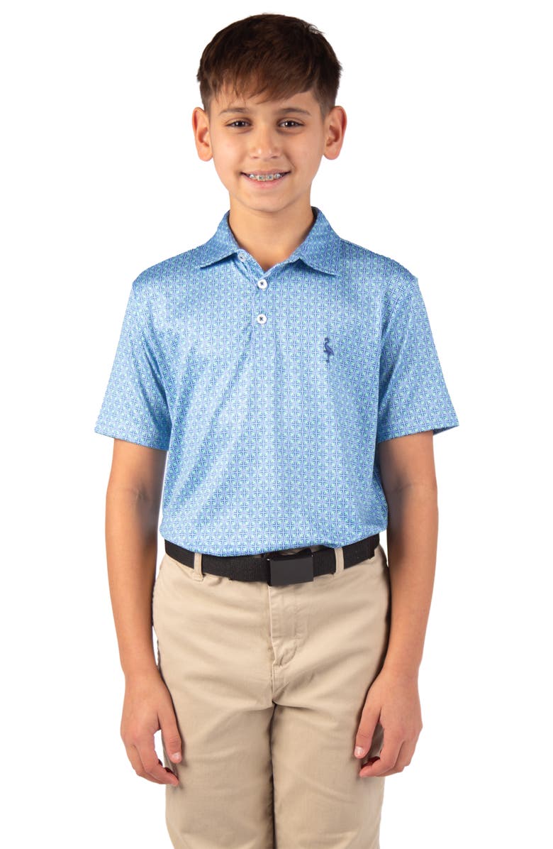 TailorByrd Kids' Abstract Geo Performance Polo, Alternate, color, Seafoam