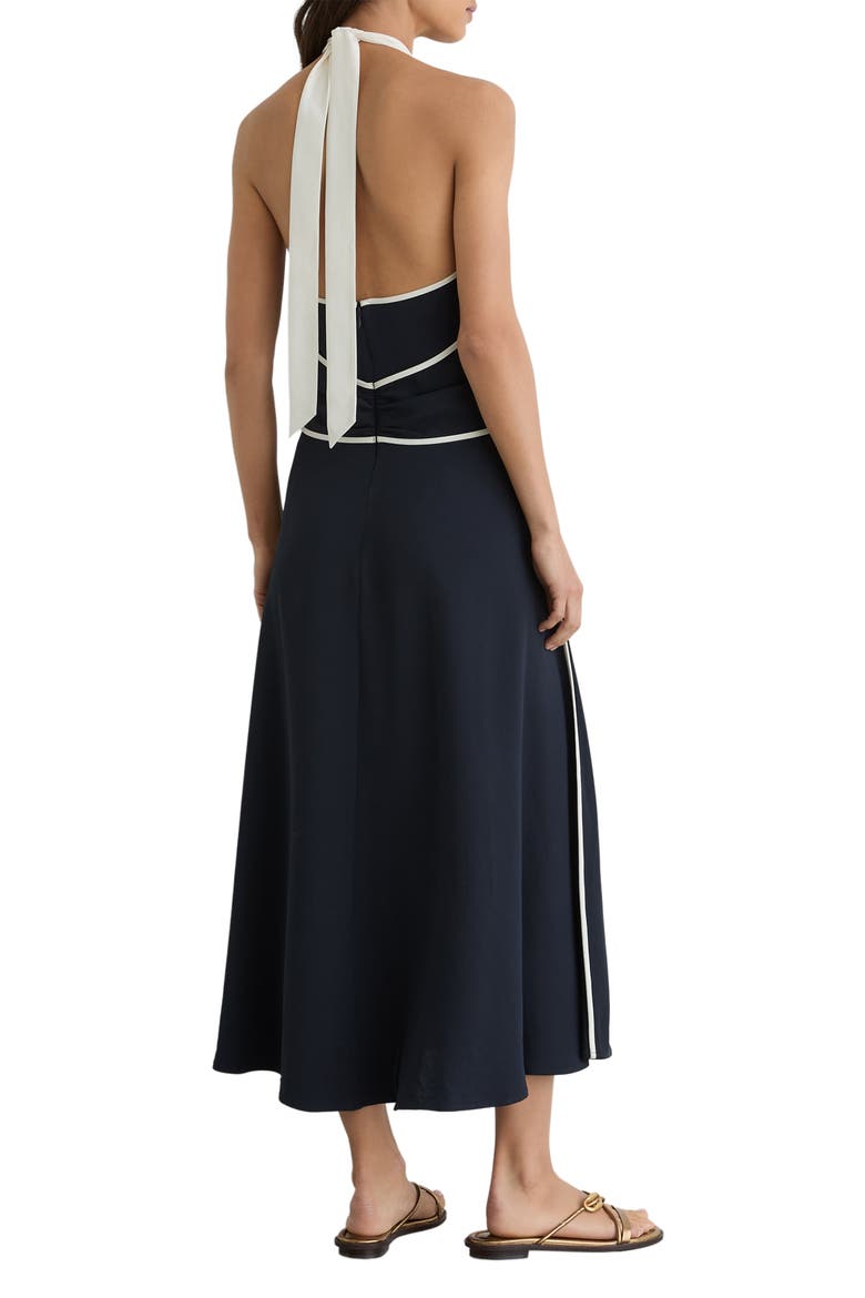Blair Halter Dress, Alternate, color, NAVY/ IVORY