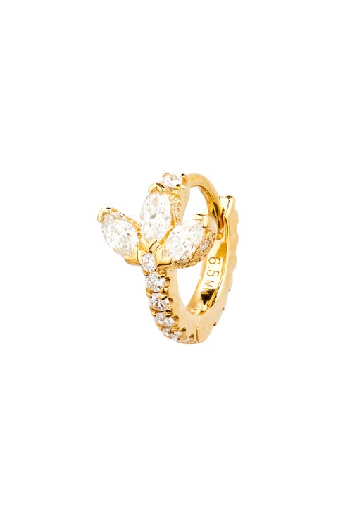 Diamond Lotus Eternity Huggie Hoop Earring