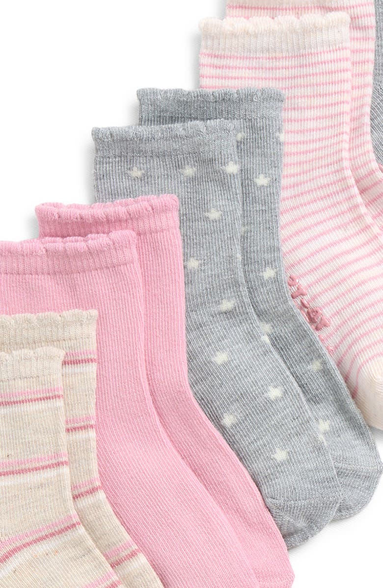 Capelli New York Kids' Heart Assorted 10-Pack Scalloped Gripper Crew Socks, Alternate, color, Pink Combo