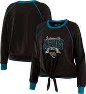 WEAR by Erin Andrews Women's WEAR by Erin Andrews Black/Teal Jacksonville Jaguars Tie-Front Long Sleeve Top