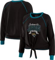 WEAR by Erin Andrews Women's WEAR by Erin Andrews Black/Teal Jacksonville Jaguars Tie-Front Long Sleeve Top
